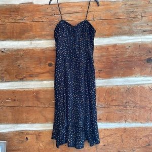 Black Printed Dress with Buttonfront closure